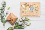LiZ-e - Huwelijkscadeau - Houten bord - Wereldkaart - Congratulations on your Wedding - Geldcadeau - Origineel Geschenk