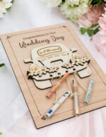 LiZ-e - Huwelijkscadeau - Houten bord - Just Married - Huwelijk - Geldcadeau - Origineel Geschenk - Hout
