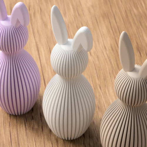 Moderne Paasdecoratie – 3D geprint - Minimalistische paashaas met gebogen oor