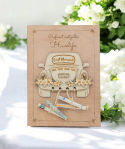 LiZ-e - Huwelijkscadeau - Houten bord - Just Married - Huwelijk - Geldcadeau - Origineel Geschenk - Origineel