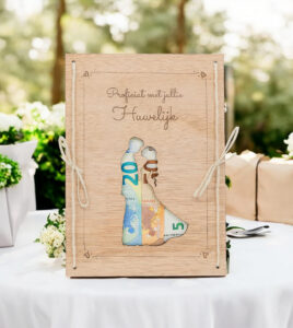 LiZ-e - Huwelijkscadeau - Houten bord - Koppel - Proficiat met jullie Huwelijk - Geldcadeau - Origineel Geschenk - Origineel
