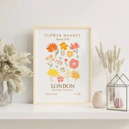 Geschilderde poster - "Flower Market"