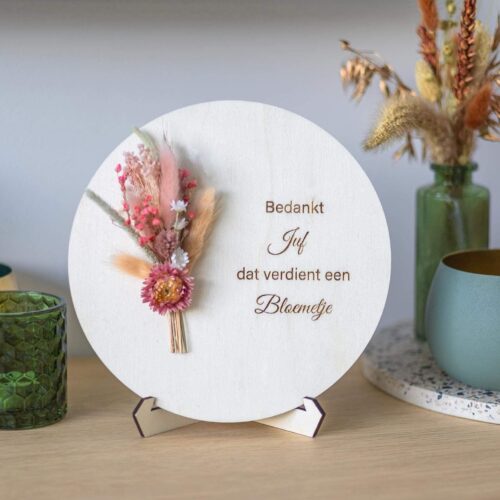 Houten bord - Bedankt Juf