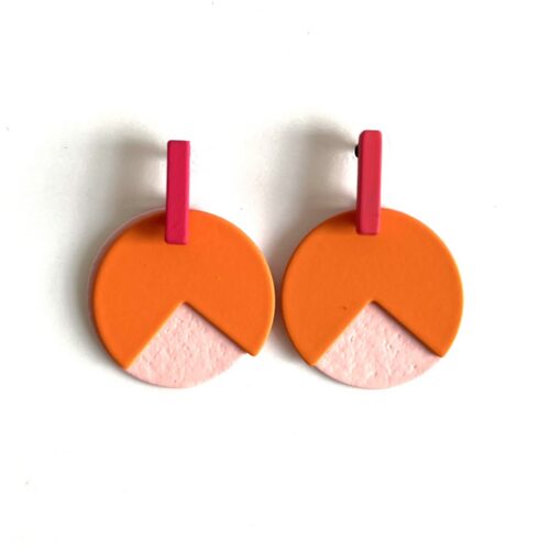 Geometrische oorbellen - GEO 2560 - Oranje/roze