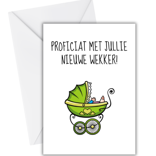 Babygeluk kaartje Wekker