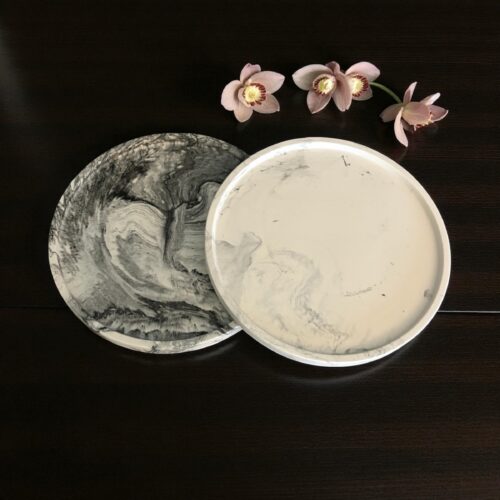 zwart gemarmerd ronde decoratieve schaal - Black Orchid