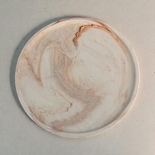beige/oranje gemarmerd ronde decoratieve schaal - Sandalwood