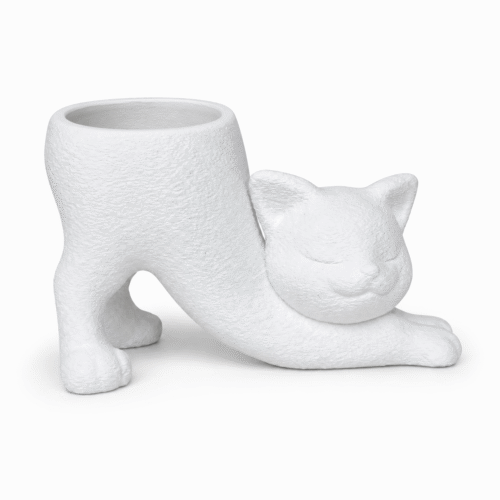 3D geprinte witte katten pennenhouder