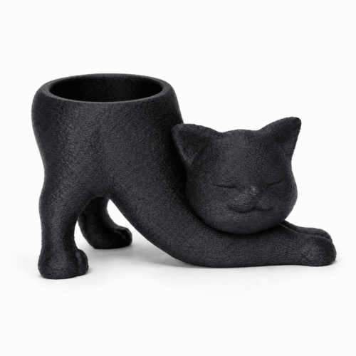 3D geprinte zwarte katten pennenhouder