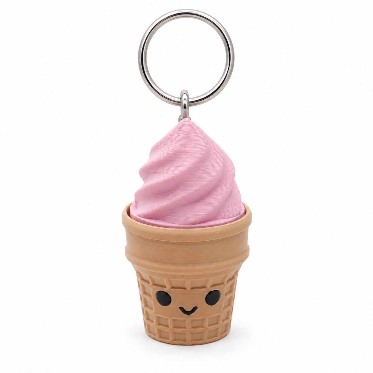 3D geprinte ijsje clicker sleutelhanger in roze en beige