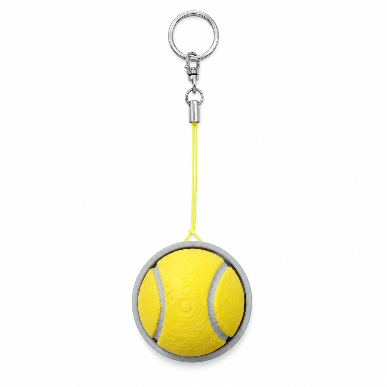 3D geprinte tennisbal clicker sleutelhanger in geel