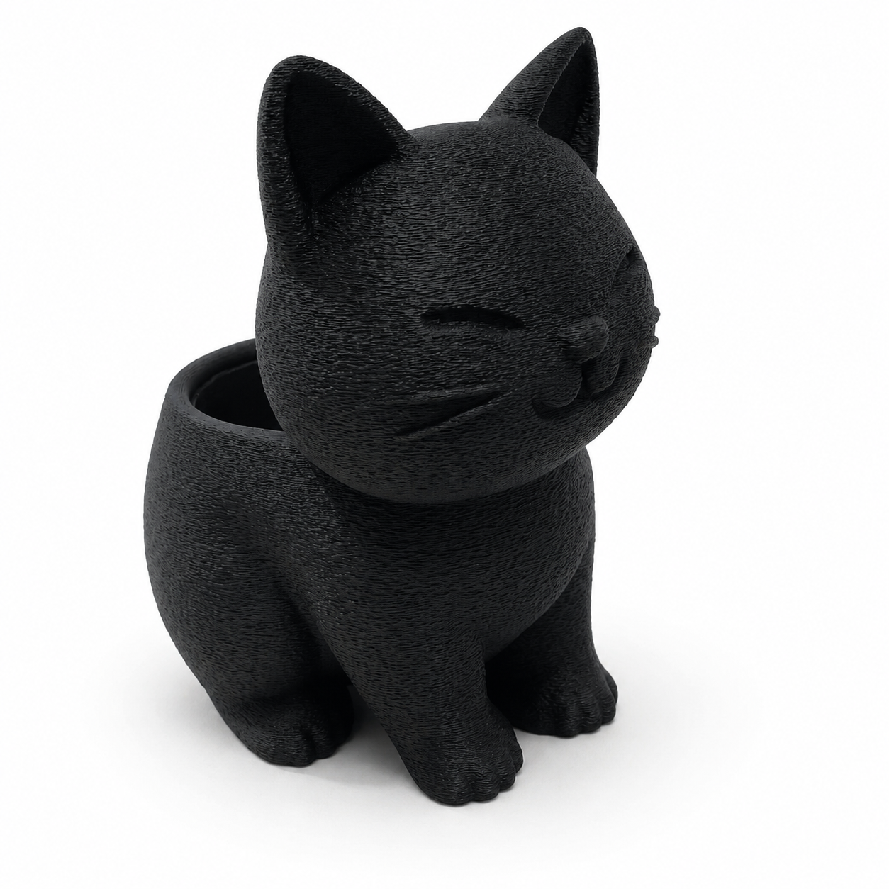 3D geprinte zwarte katten pennenhouder