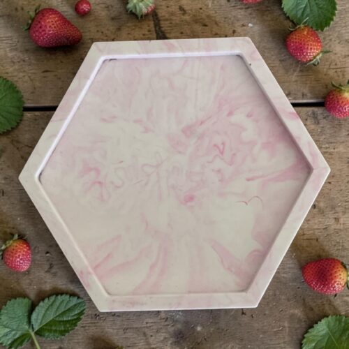 roze gemarmerd zeshoekig schaaltje - strawberry