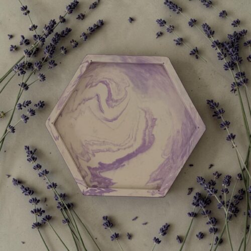 paars gemarmerd zeshoekig schaaltje - lavendel