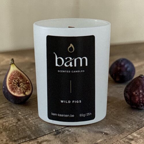 Mini Wilde Vijgen Geurkaars – Luxe Fig Candle met Houten Wiek - White Collection Small