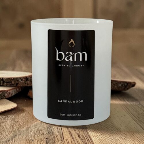 Sandalwood Geurkaars – Luxe Geurkaars met Houten Wiek - White Collection Medium