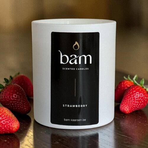Strawberry Geurkaars – Zoete Aardbeiengeur met Houten Wiek - White Collection Medium
