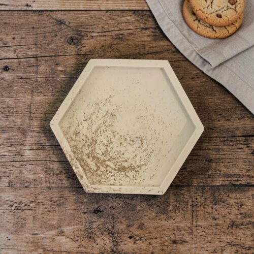 Goud gemarmerd zeshoekig schaaltje - cookies
