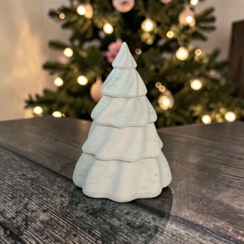 Groen gemarmerde kerstboomkaars – 4-delige set met 3 kaarsen – Apple Cinnamon