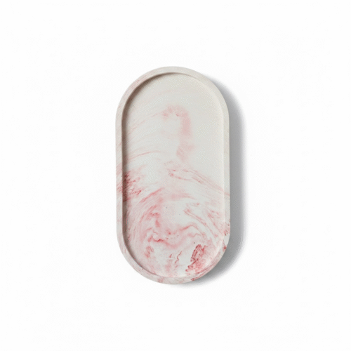 rood gemarmerd ovale decoratieve schaal - Winter Herbs