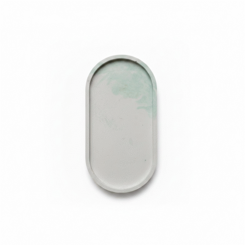 groen/ geel gemarmerd ovale decoratieve schaal - eucalyptus