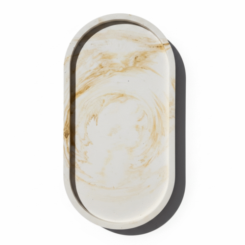 oker gemarmerd ovale decoratieve schaal - gardenia