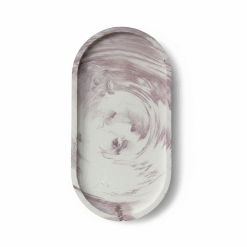 bordeaux gemarmerde ovale decoratieve schaal - patchouli
