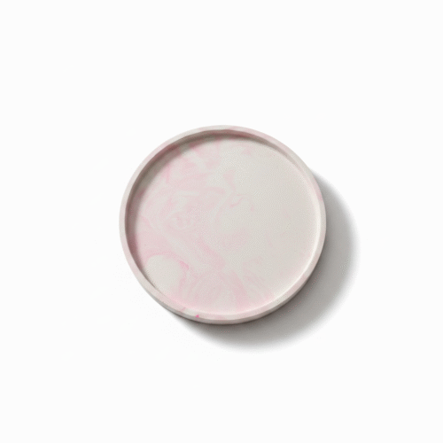 roze gemarmerd ronde decoratieve schaal - Strawberry