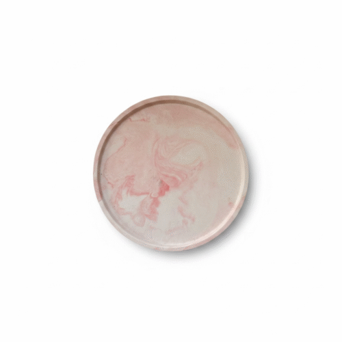 rood gemarmerd ronde decoratieve schaal - Winter Herbs