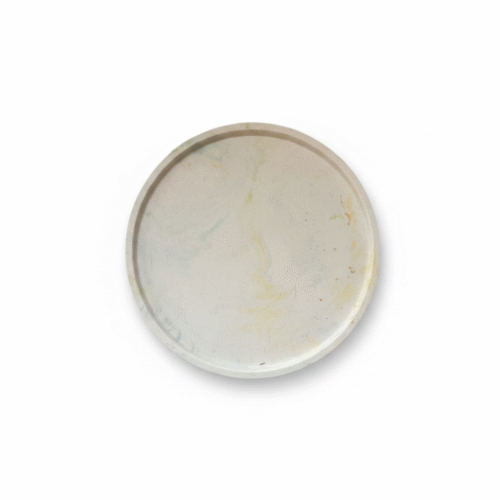 groen/ geel gemarmerd ronde decoratieve schaal - Eucalyptus
