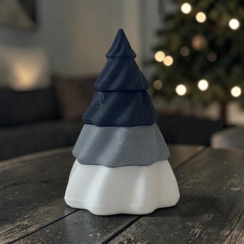 Zwart-wit gemarmerde kerstboomkaars – 4-delige set met 3 kaarsen – Wild Figs