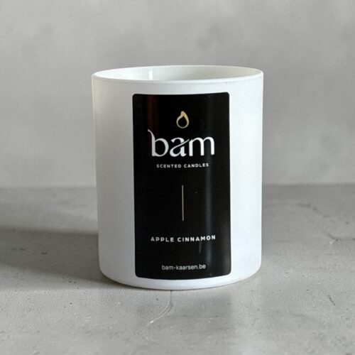 Apple Cinnamon Geurkaars – Witte Kaars met Houten Wiek – 60 Branduren