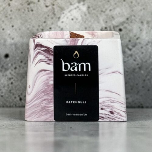 Patchouli Geurkaars – Square Collection – Bordeaux Gemarmerd – Houten Wiek