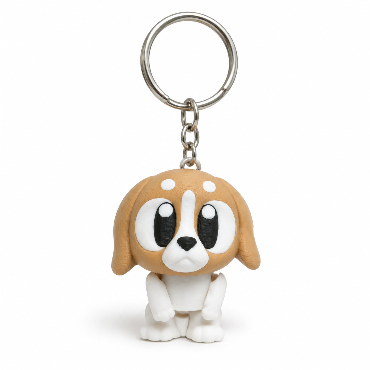 3D geprinte beagle sleutelhanger in bruin en wit