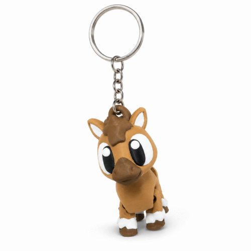 3D geprinte paarden sleutelhanger in bruin en wit