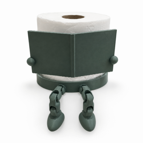 3D geprinte toiletrolhouder met boek in muted green