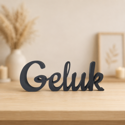 Geluk – 3D-geprinte woorddecoratie